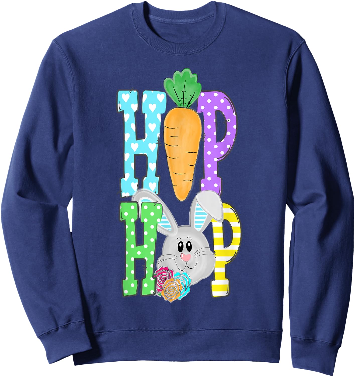 Hip Hop Hippity Easter Bunny Funny Graphic Sweatshirt - Sweatshirt | Navy