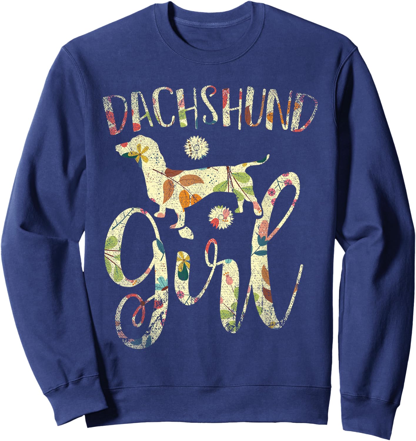 Dachshund Girl Dog Lover Women Girls Gift Vintage Dachshund Sweatshirt - Sweatshirt | Navy