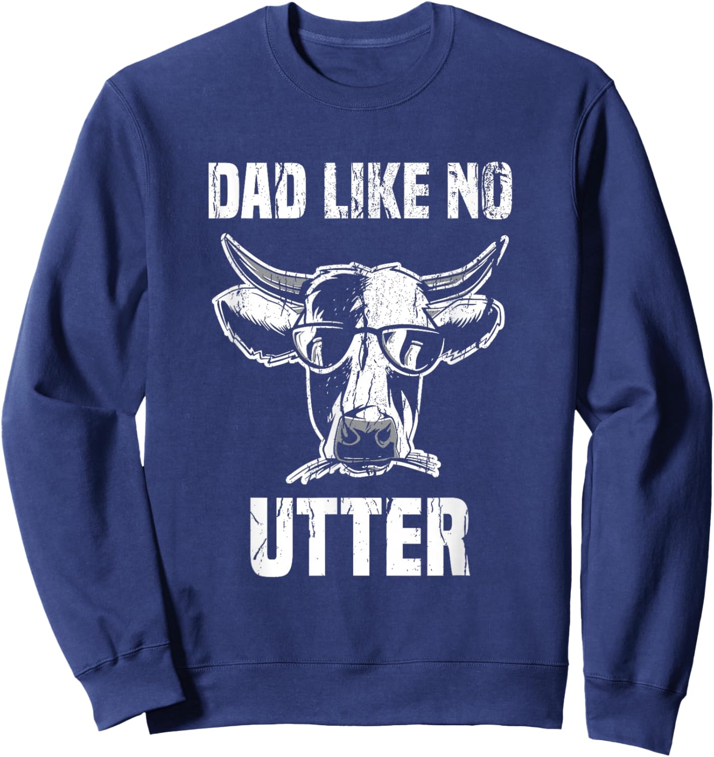 Lustige Khe Bauernhof Papa Farming Leben Kuh Men's Adults Black Animal Small Classic Fit Crew Collar Short Sleeve Father's Day Sweatshirt - Sweatshirt | Navy