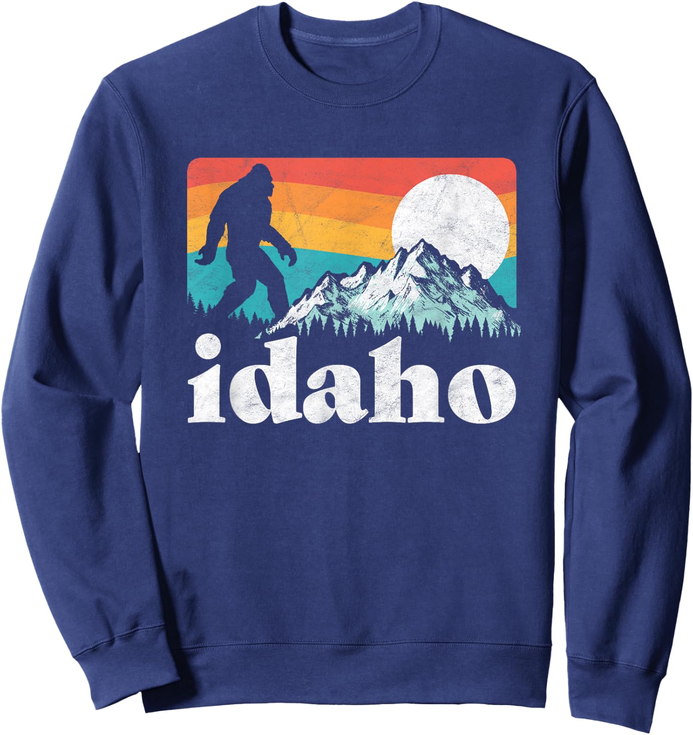 Idaho Bigfoot & Retro Mountains Sweatshirt - Sweatshirt | Navy