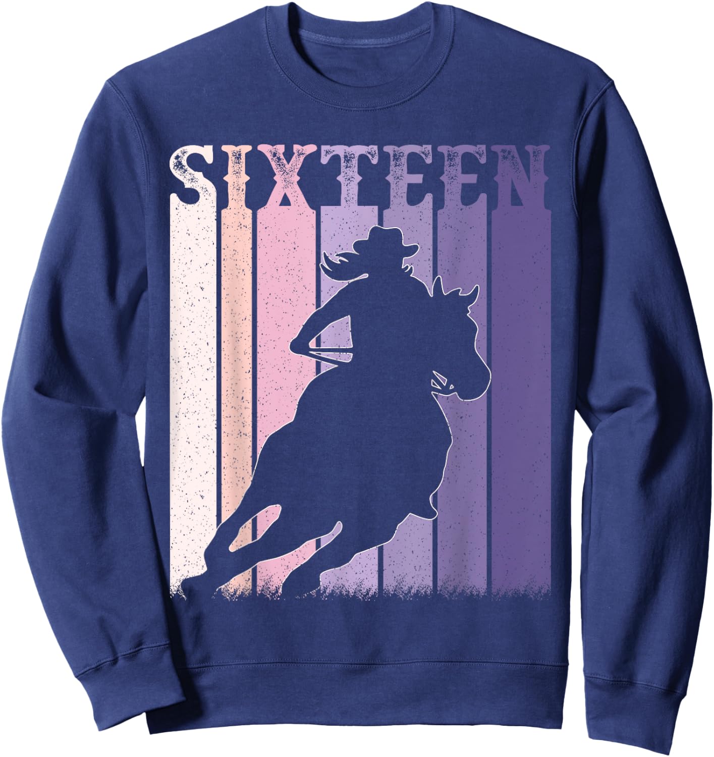 16th Birthday Cowgirl Girls 16 Year Old Rodeo Horse Vintage Sweatshirt - Sweatshirt | Navy