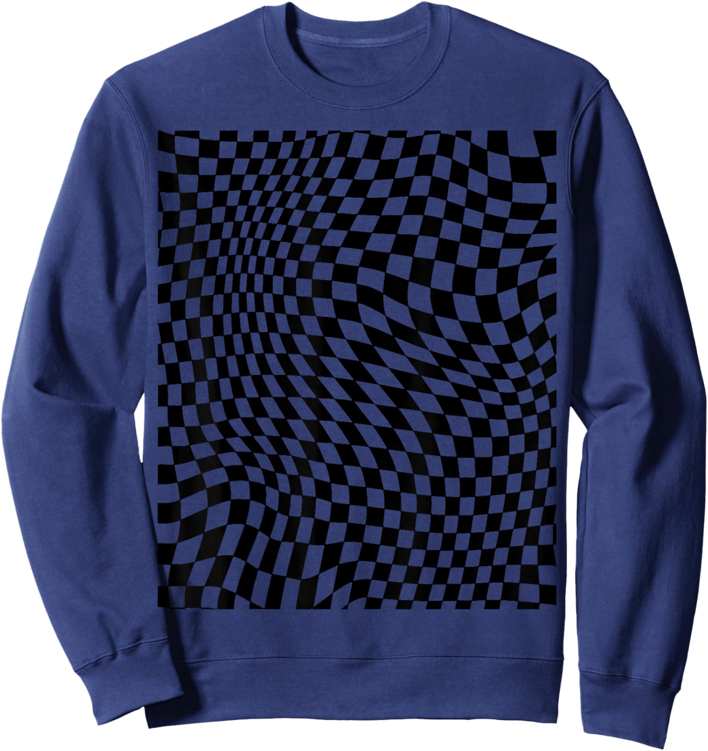 Aesthetic Black Checkered Sweatshirt - Sweatshirt | Navy