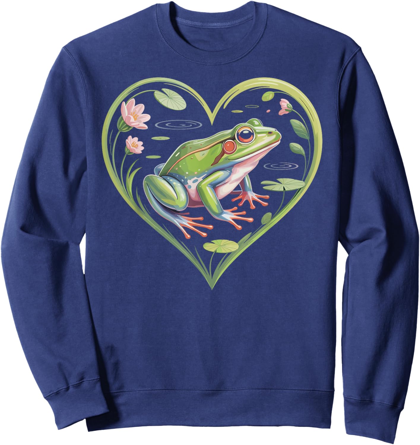 Cute Kawaii Frog Heart Sweatshirt - Sweatshirt | Navy