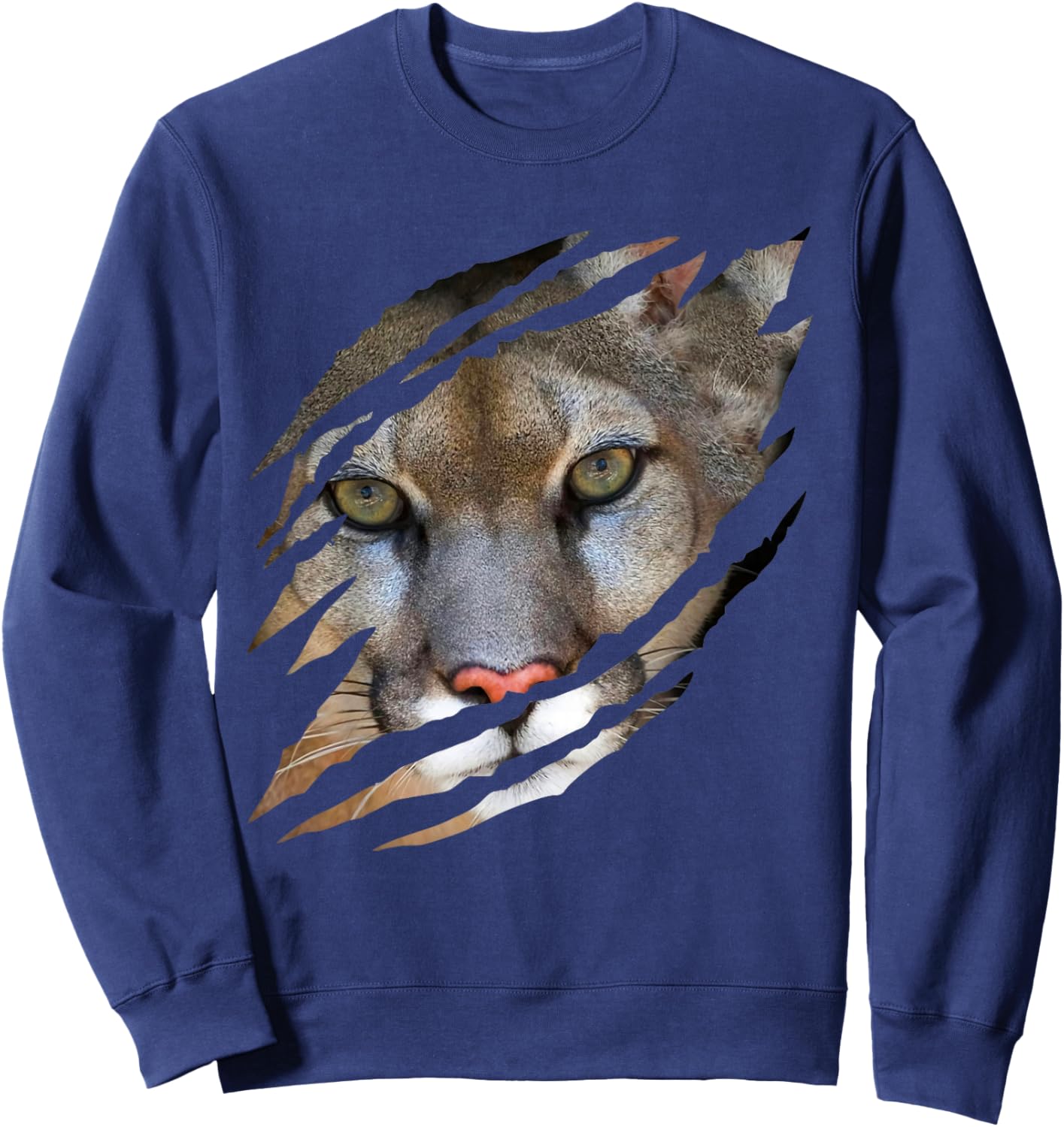 Mountain Lion Puma Cougar Claws Scratch Ripping Graphic Sweatshirt - Sweatshirt | Navy