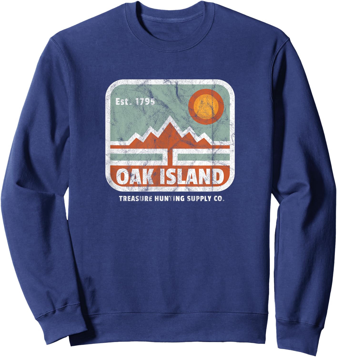 Oak Island Treasure Hunt Supply Vintage 1795 Map Myster Sweatshirt - Sweatshirt | Navy