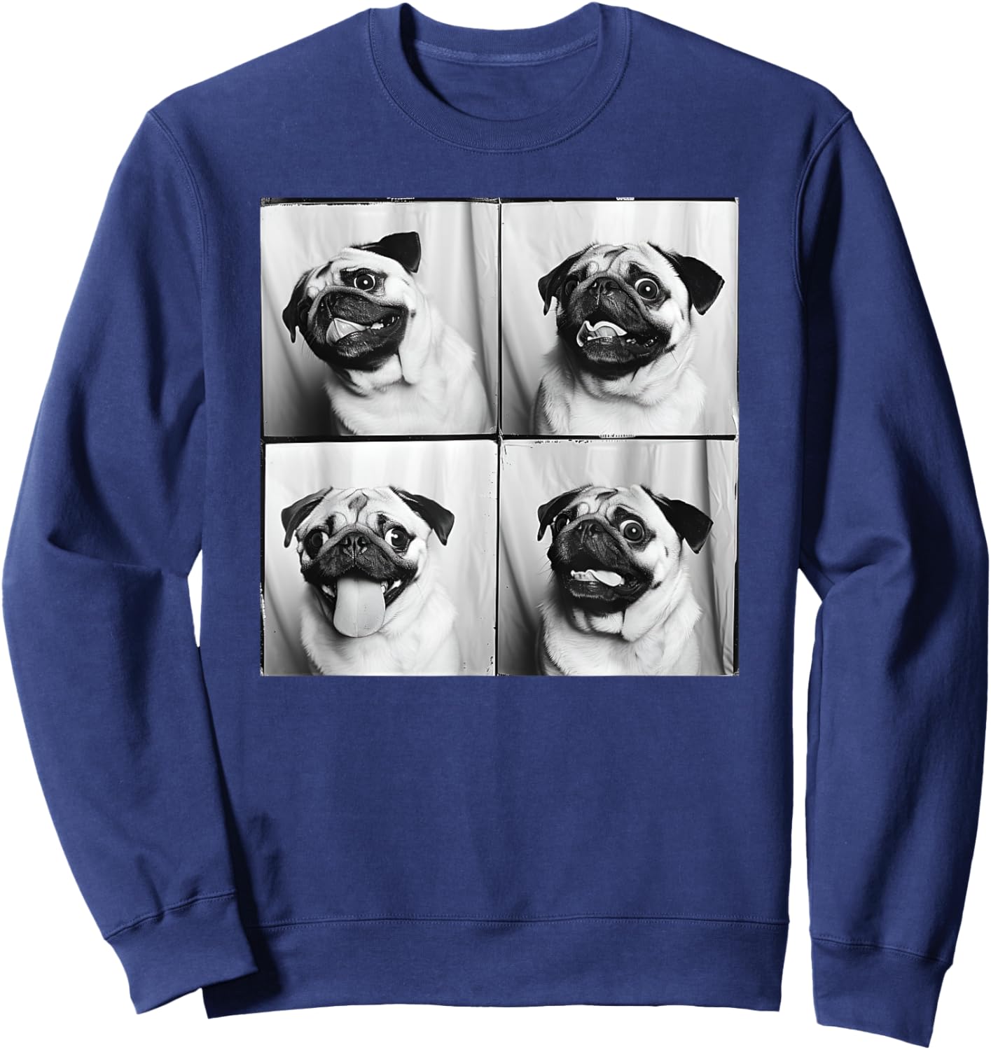 Cute Pug Face Pet Portrait Photobooth Fawn Pug Lover Sweatshirt - Sweatshirt | Navy