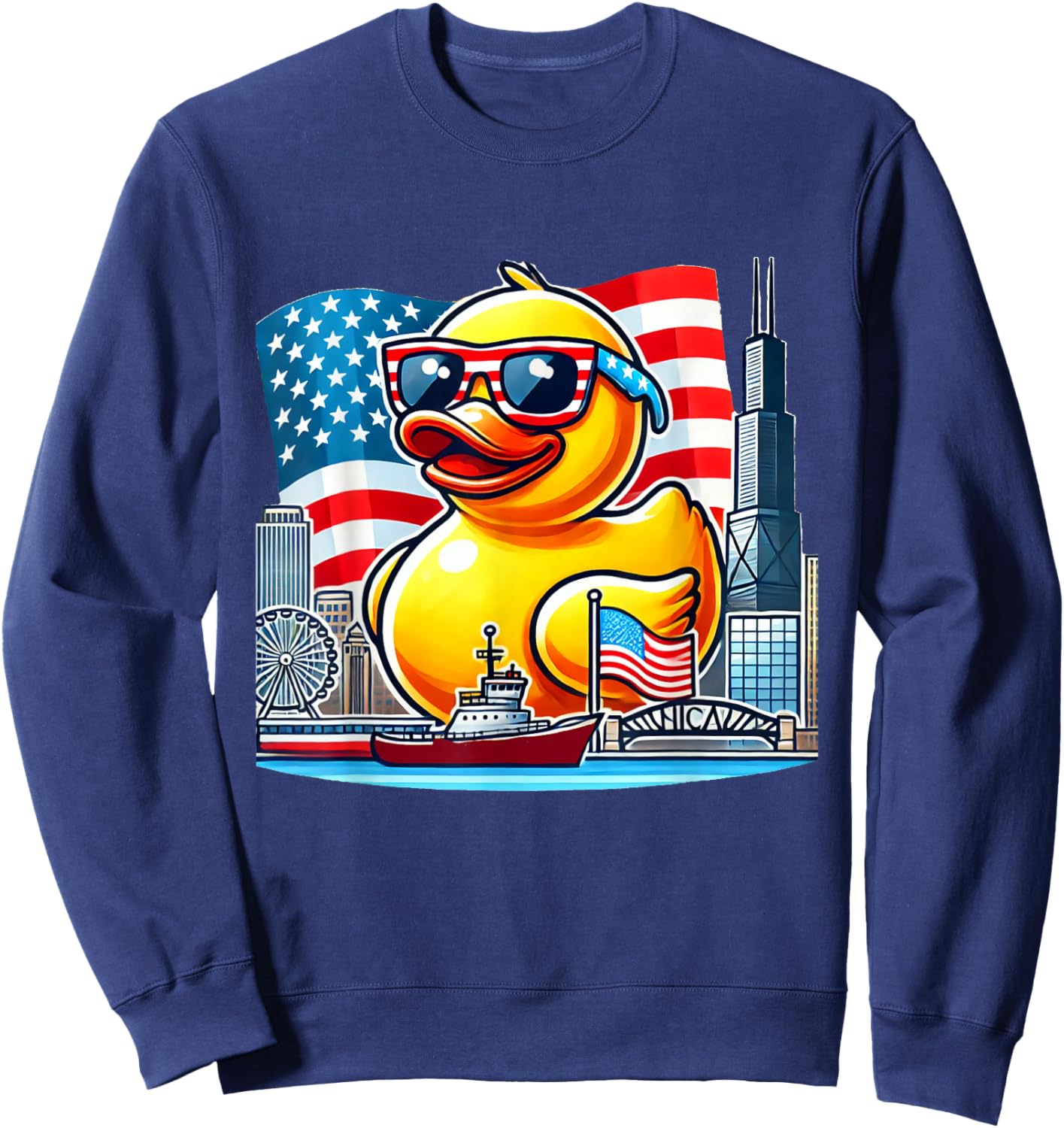 Chicago Ducky Derby Rubber Duck Design Sweatshirt - Sweatshirt | Navy