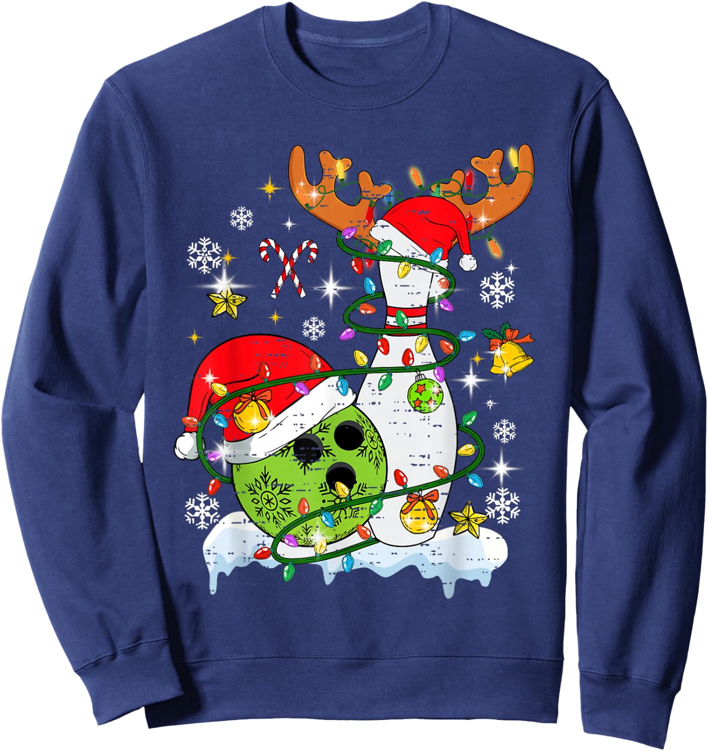Christmas Bowling Hat Santa Bowler Xmas Sport Men Women Kids Sweatshirt - Sweatshirt | Navy