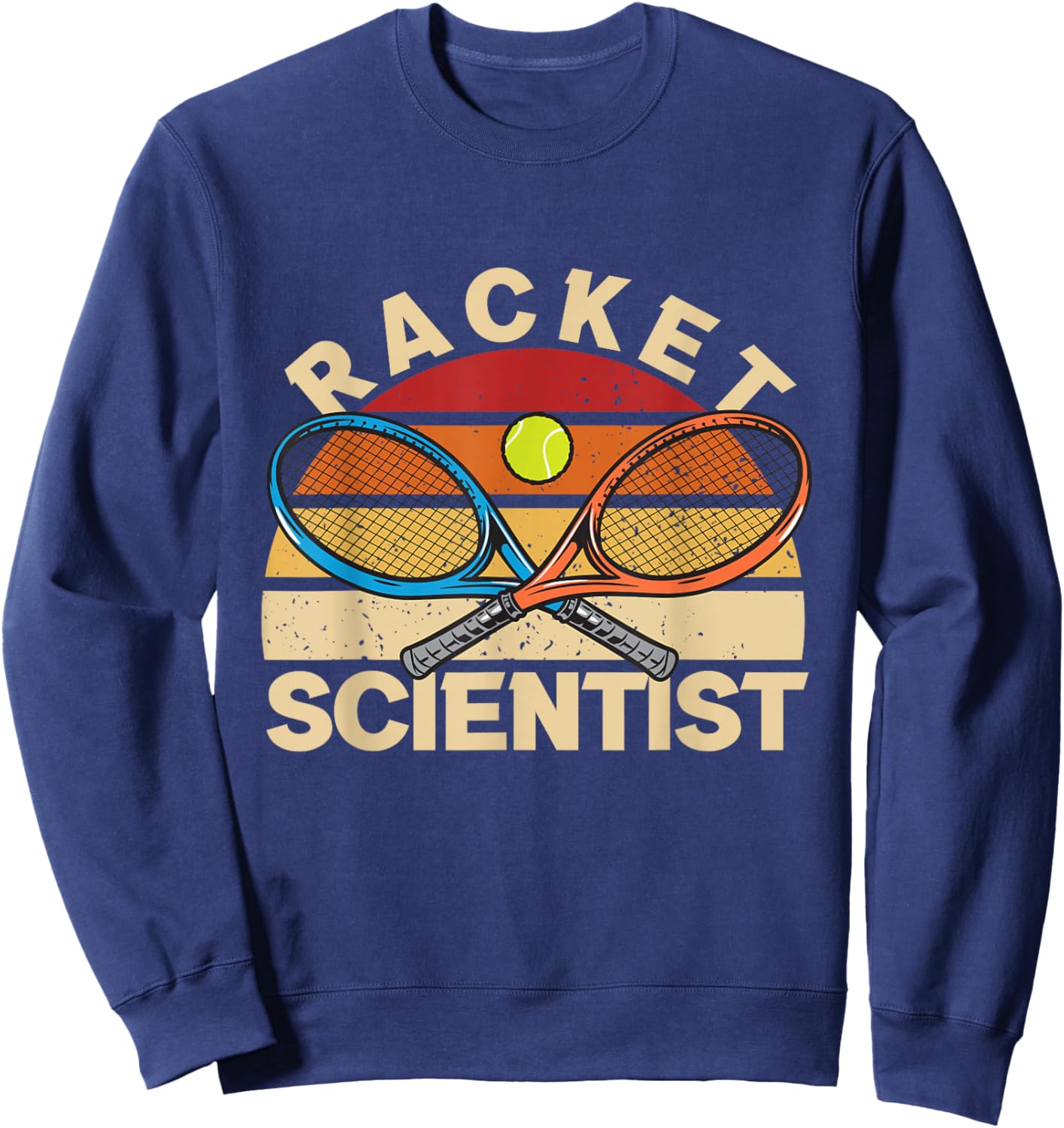 Vintage Racket Scientist | Tennis Ball | Tennis Player Sweatshirt - Sweatshirt | Navy