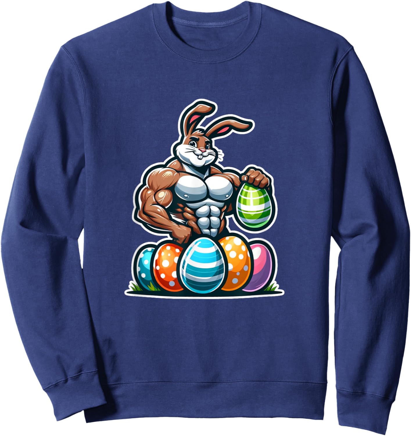Jacked Easter Bunny Gym Sweatshirt - Sweatshirt | Navy