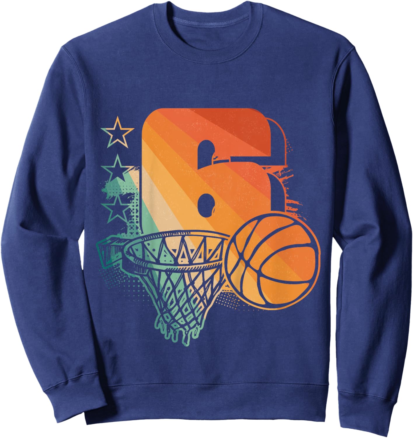 Kids 6th Birthday Boy Basketball Player Basketball 6 Years Old Sweatshirt - Sweatshirt | Navy