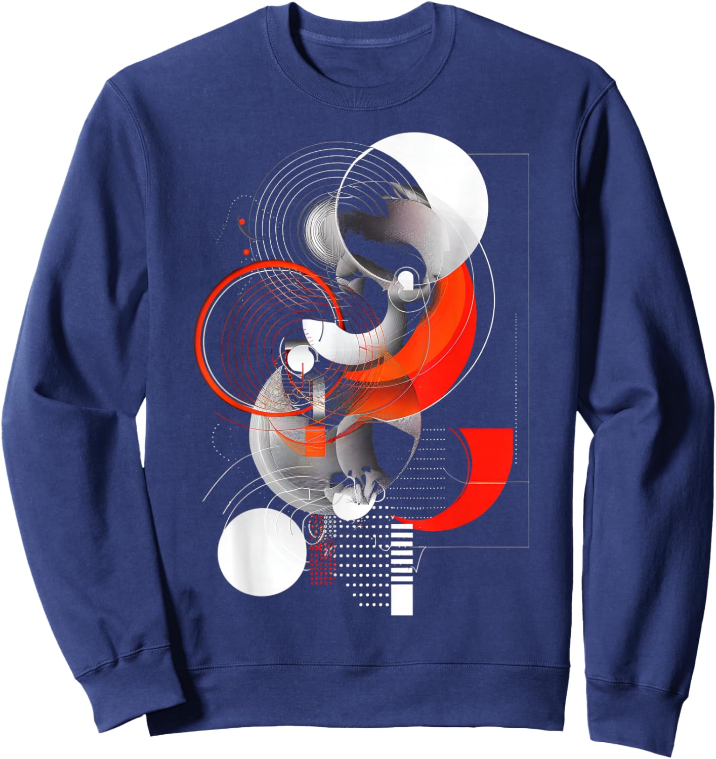 Abstract Red, Black and White Geometric Art Sweatshirt - Sweatshirt | Navy