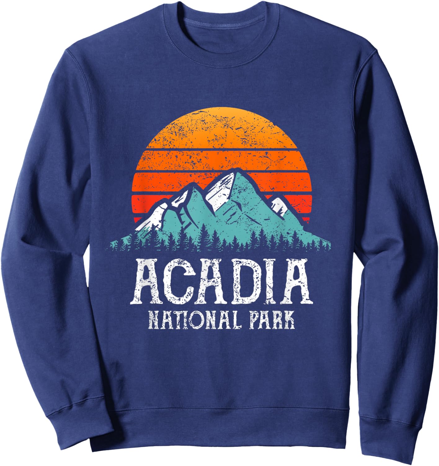 Acadia National Park Merchandise Retro Hiking Acadia Sweatshirt - Sweatshirt | Navy