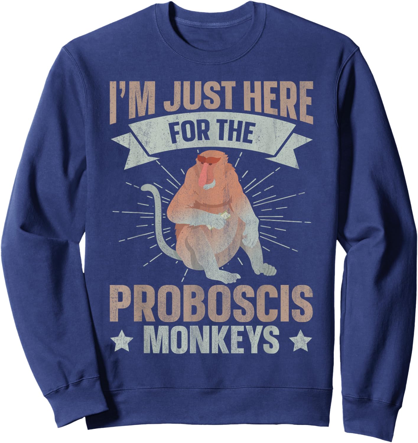 Long Nosed Monkey Design for a Proboscis Monkey Fan Sweatshirt - Sweatshirt | Navy