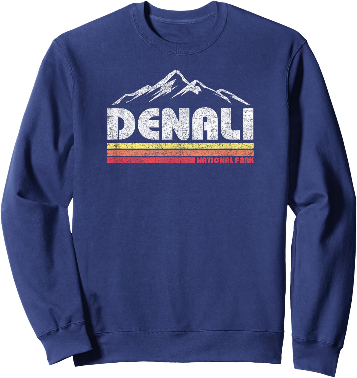 Vintage Mt Denali Alaska National Park Mountain Sunset Retro Sweatshirt - Sweatshirt | Navy