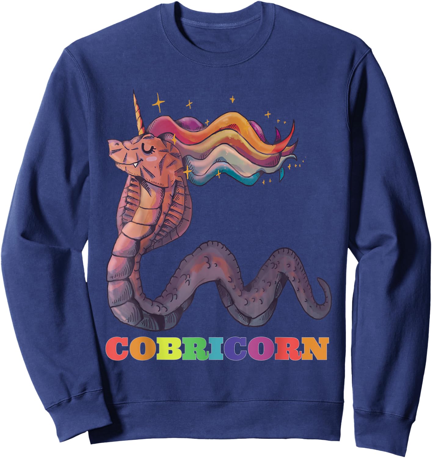 King Cobra Unicorn Cobricorn Funny Snake Lover Gift Cute Sweatshirt - Sweatshirt | Navy