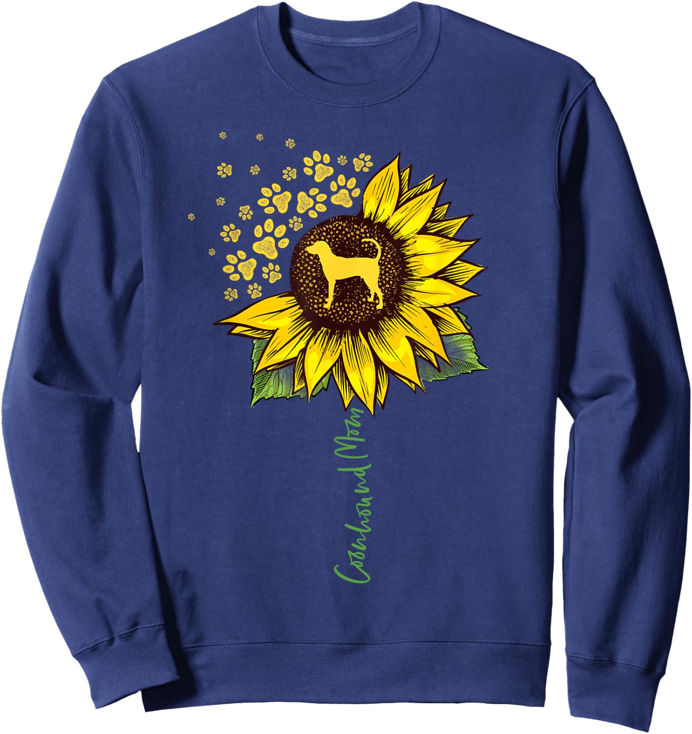Coonhound Mom Sunflower Redbone Coonhound Gifts Dog Mom Mama Men Women Girls Kids Sweatshirt - Sweatshirt | Navy