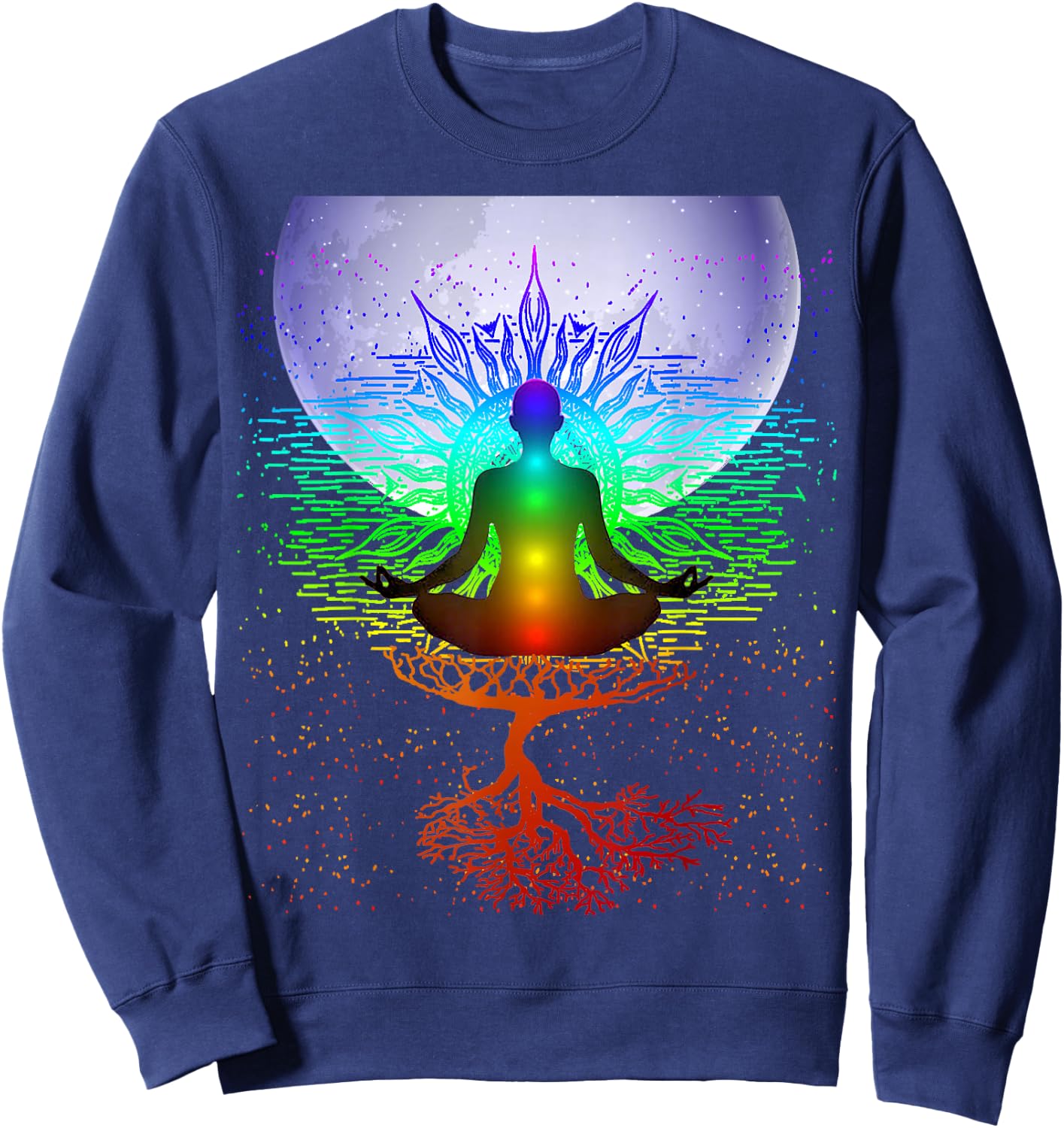 Chakra Meditation Moon Tree of Life Sweatshirt - Sweatshirt | Navy