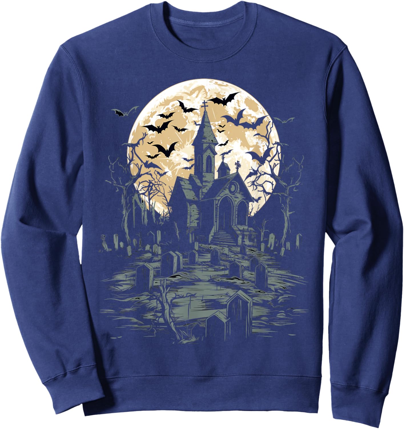 Halloween Spooky Haunted Mansion Sweatshirt - Sweatshirt | Navy