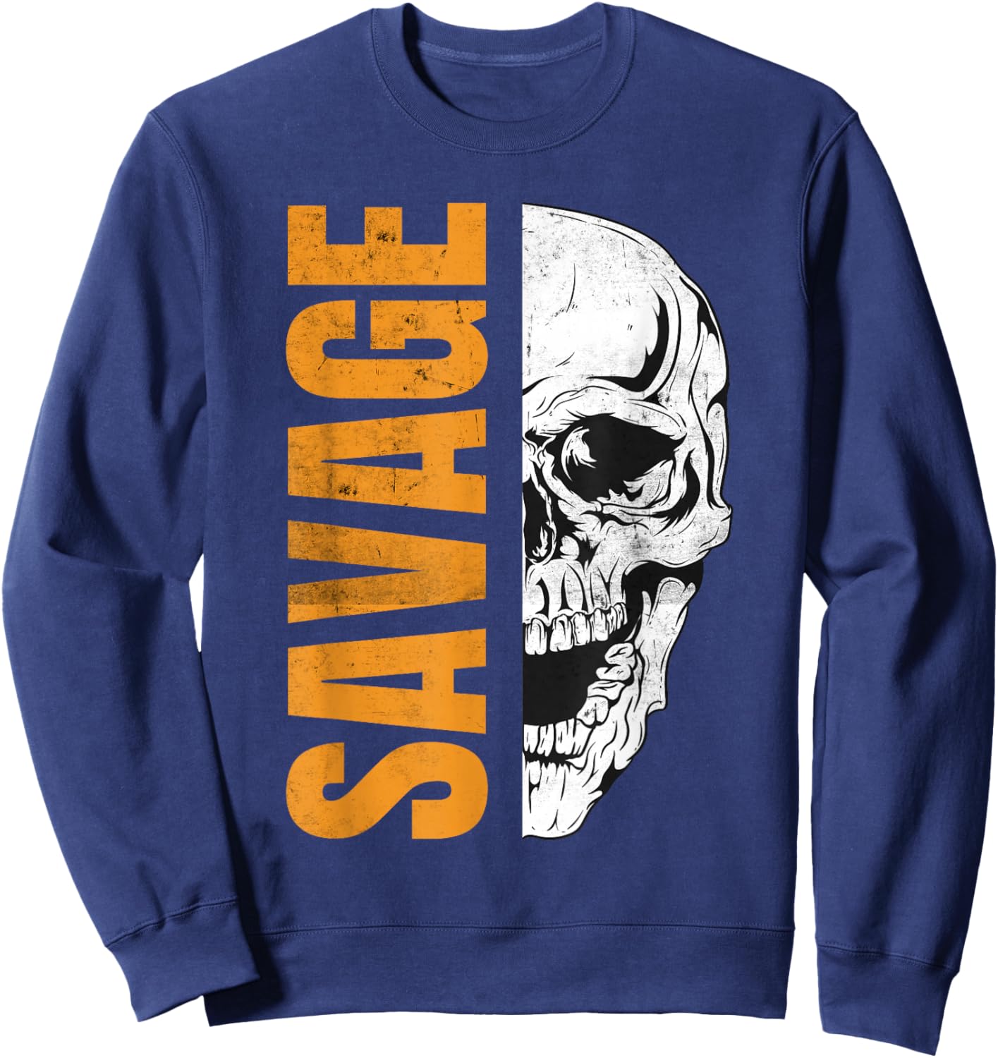SAVAGE Skull Vintage Inspired Urban Streetwear Sweatshirt - Sweatshirt | Navy