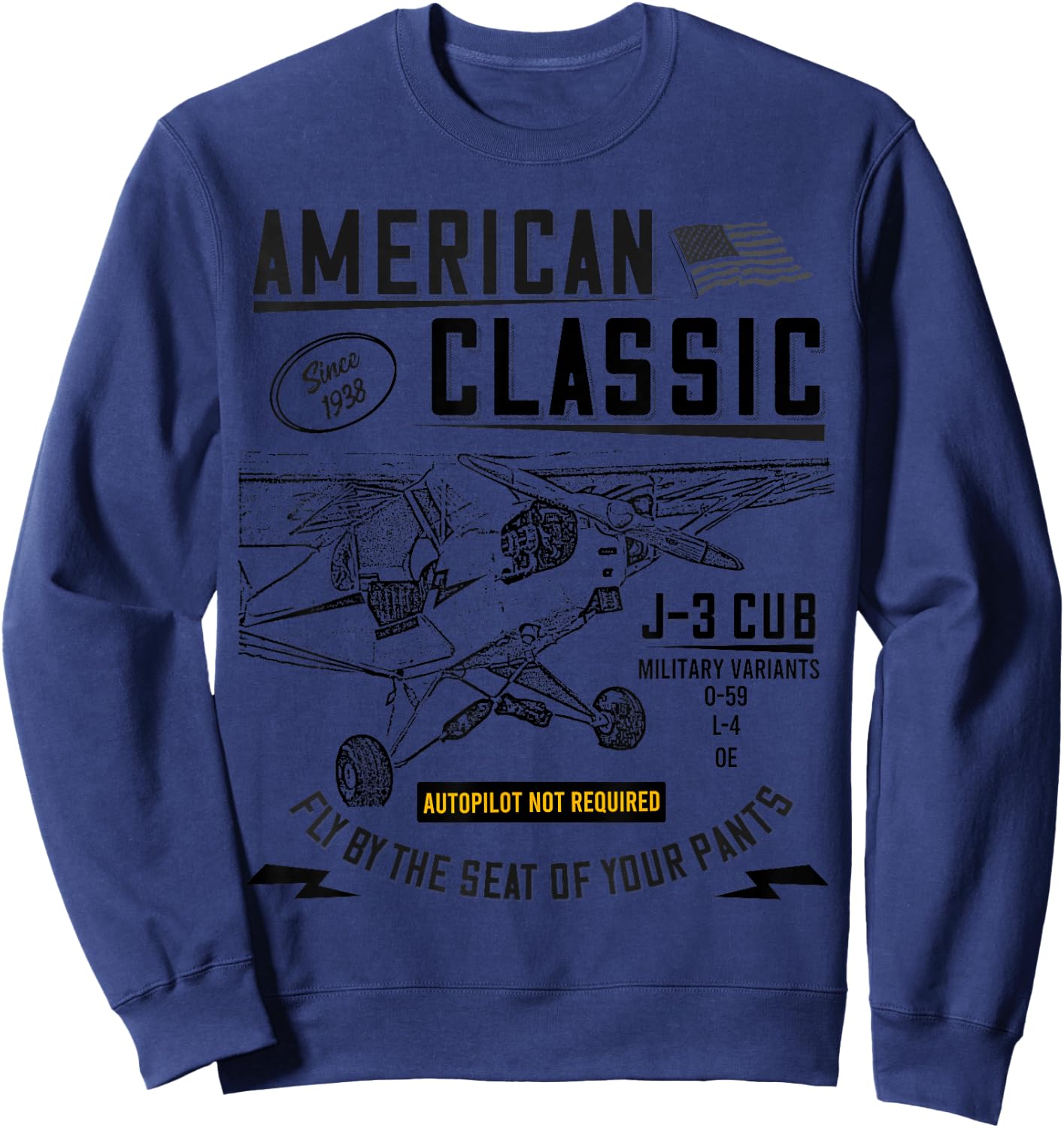 Piper Cub Airplane An American Classic Sweatshirt - Sweatshirt | Navy