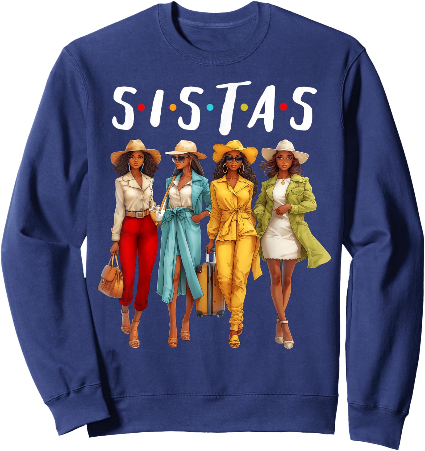 Sistas African American Black Women Afro Girls Together Sweatshirt - Sweatshirt | Navy