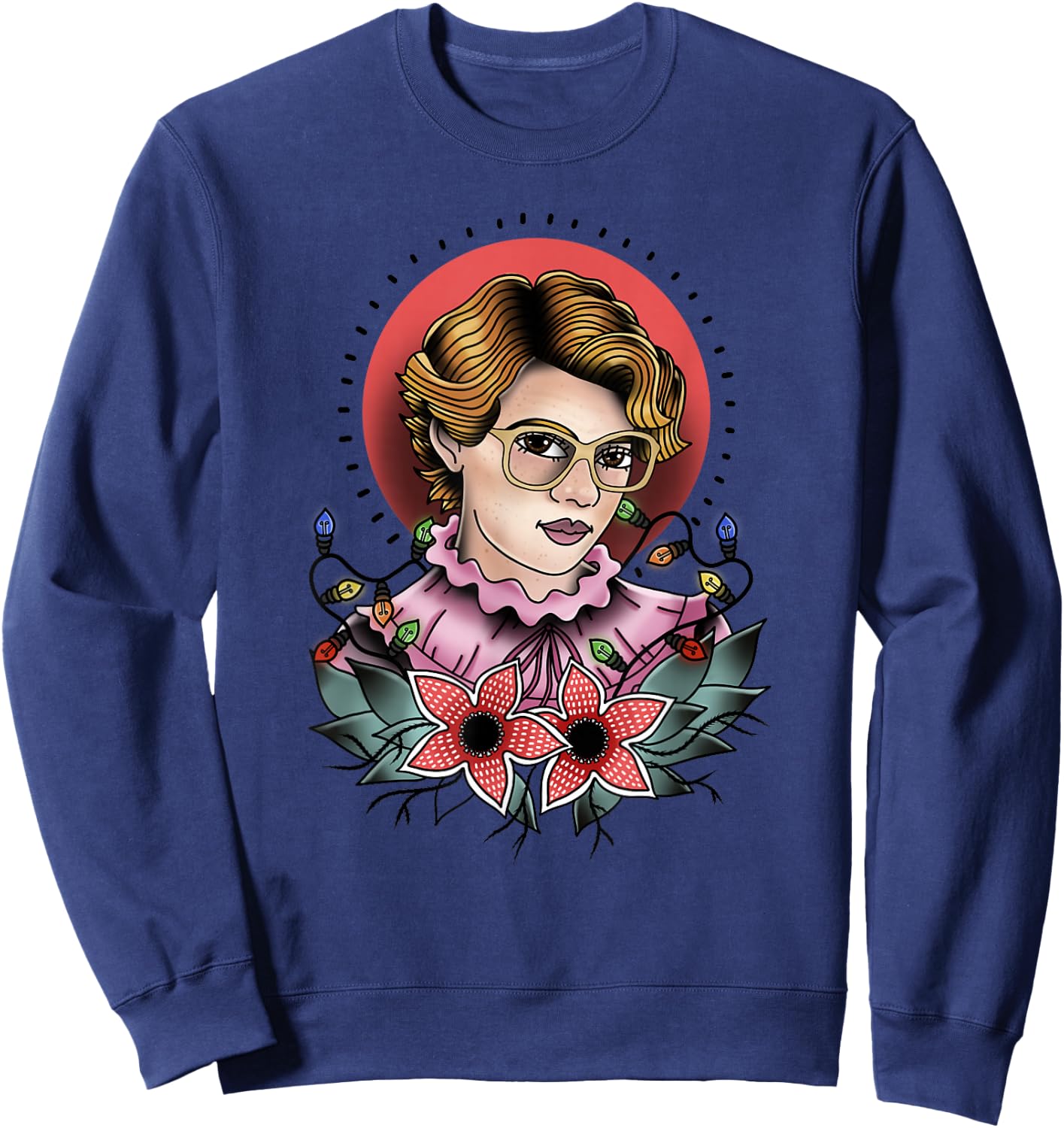 Stranger Things Barb Floral Demogorgon Tattoo Print Sweatshirt - Sweatshirt | Navy