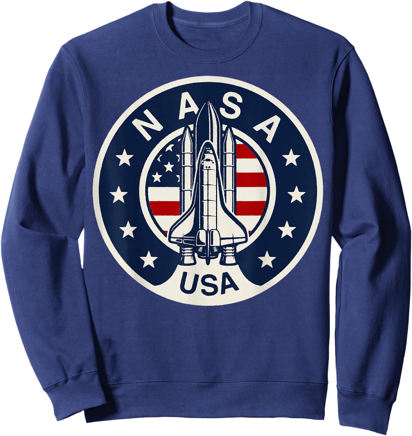 NASA USA Shuttle Rocket American Flag Logo Sweatshirt - Sweatshirt | Navy