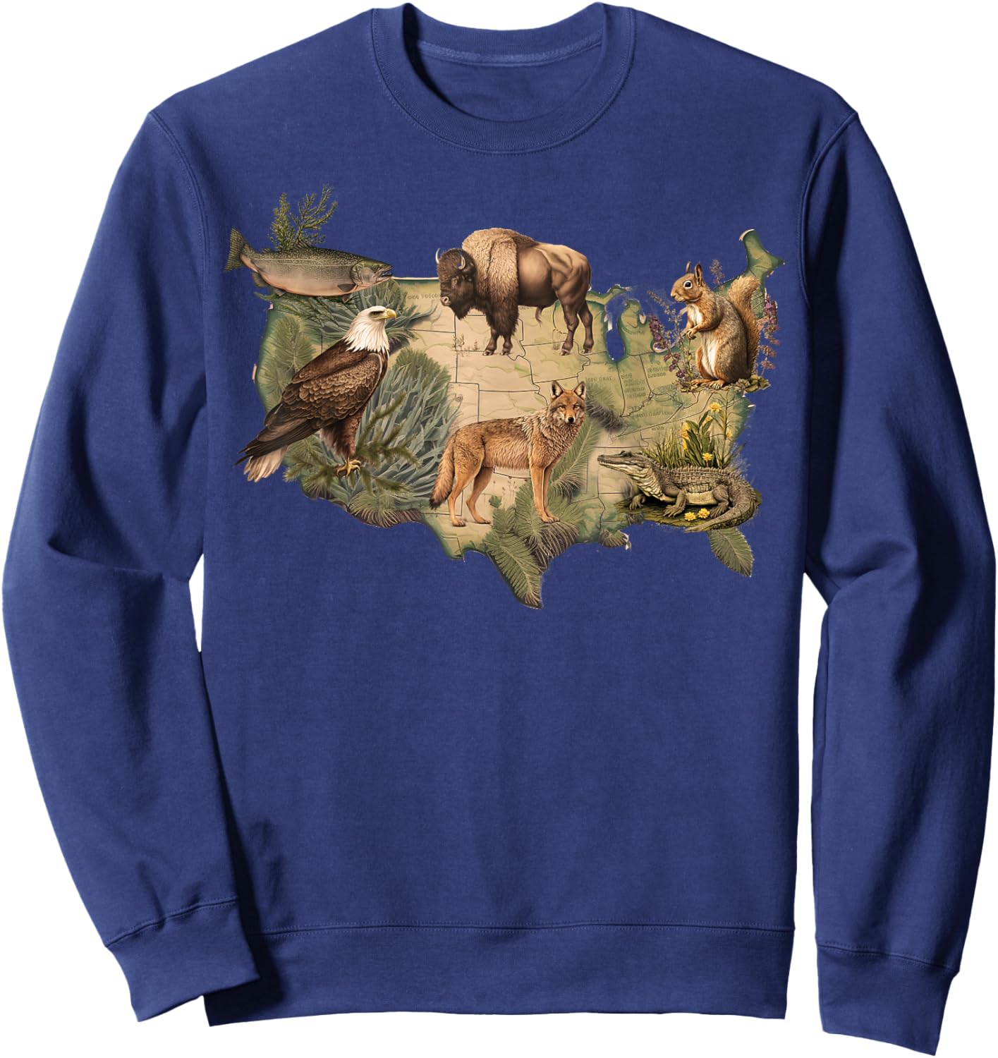 American Wildlife Map Sweatshirt - Sweatshirt | Navy
