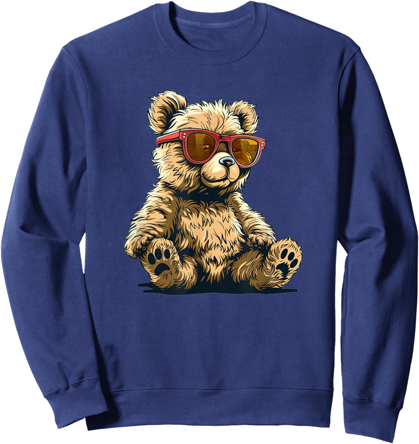 Cool Teddy bear with sunglasses outfit for boys and girls Sweatshirt - Sweatshirt | Navy