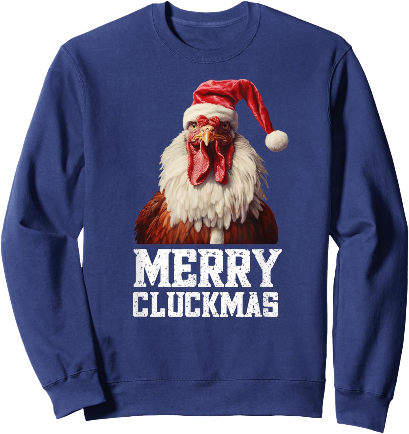 Funny Chicken Santa Farm Bird Xmas Humor Rooster Christmas Sweatshirt - Sweatshirt | Navy