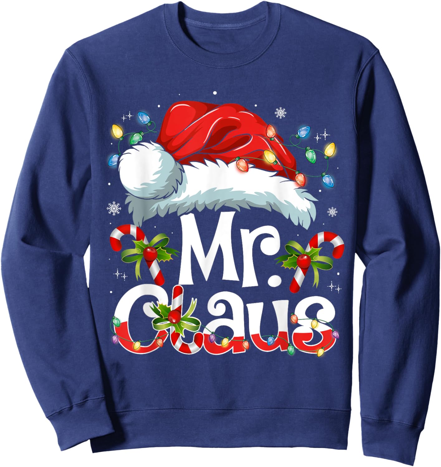 Mr and Mrs Claus Couples Matching Christmas Pajamas Santa Sweatshirt - Sweatshirt | Navy