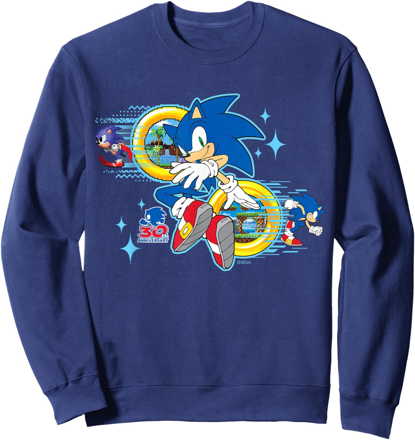 Sonic the Hedgehog's 30th Anniversary Short Sleeve Sweatshirt - Sweatshirt | Navy