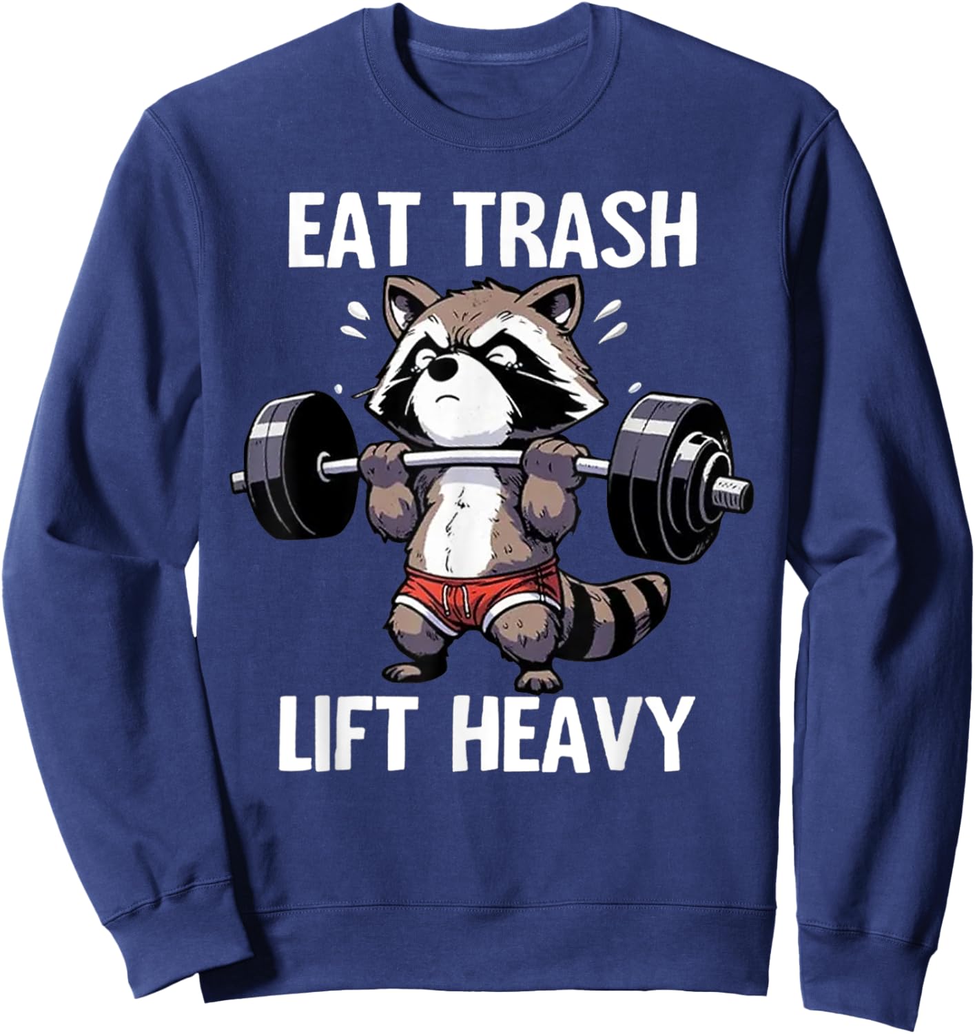 Eat Trash Lift Heavy Racoon Gym and Fitness Cute Racoon Sweatshirt - Sweatshirt | Navy