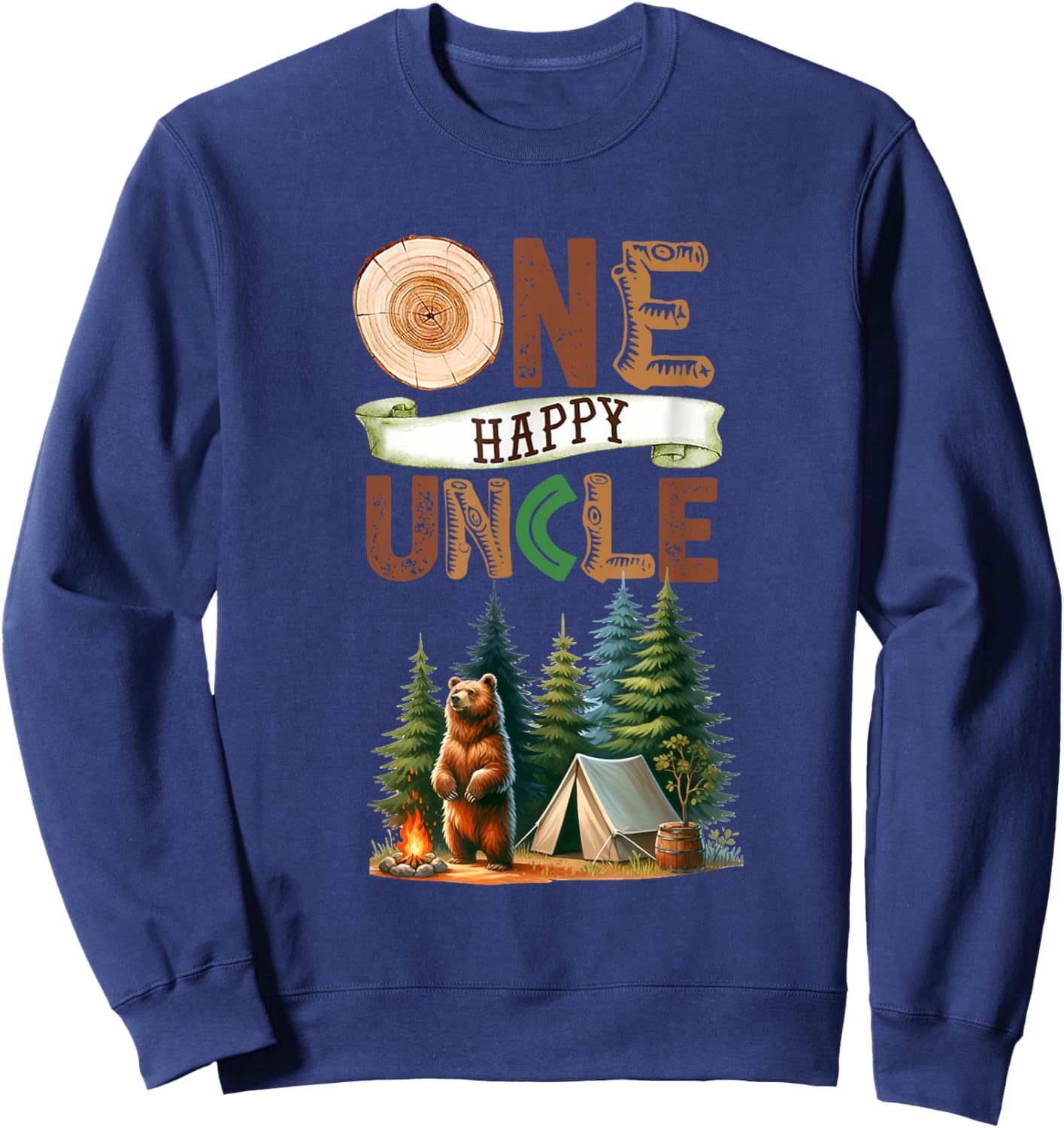 One Happy Uncle Camper First Birthday Camping Bear Uncle Sweatshirt - Sweatshirt | Navy