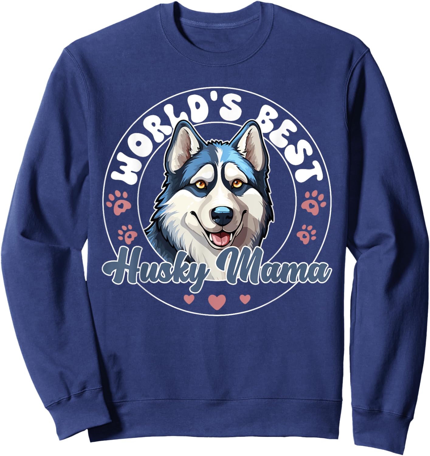 Siberian Husky Groovy World's Best Husky Mama Sweatshirt - Sweatshirt | Navy
