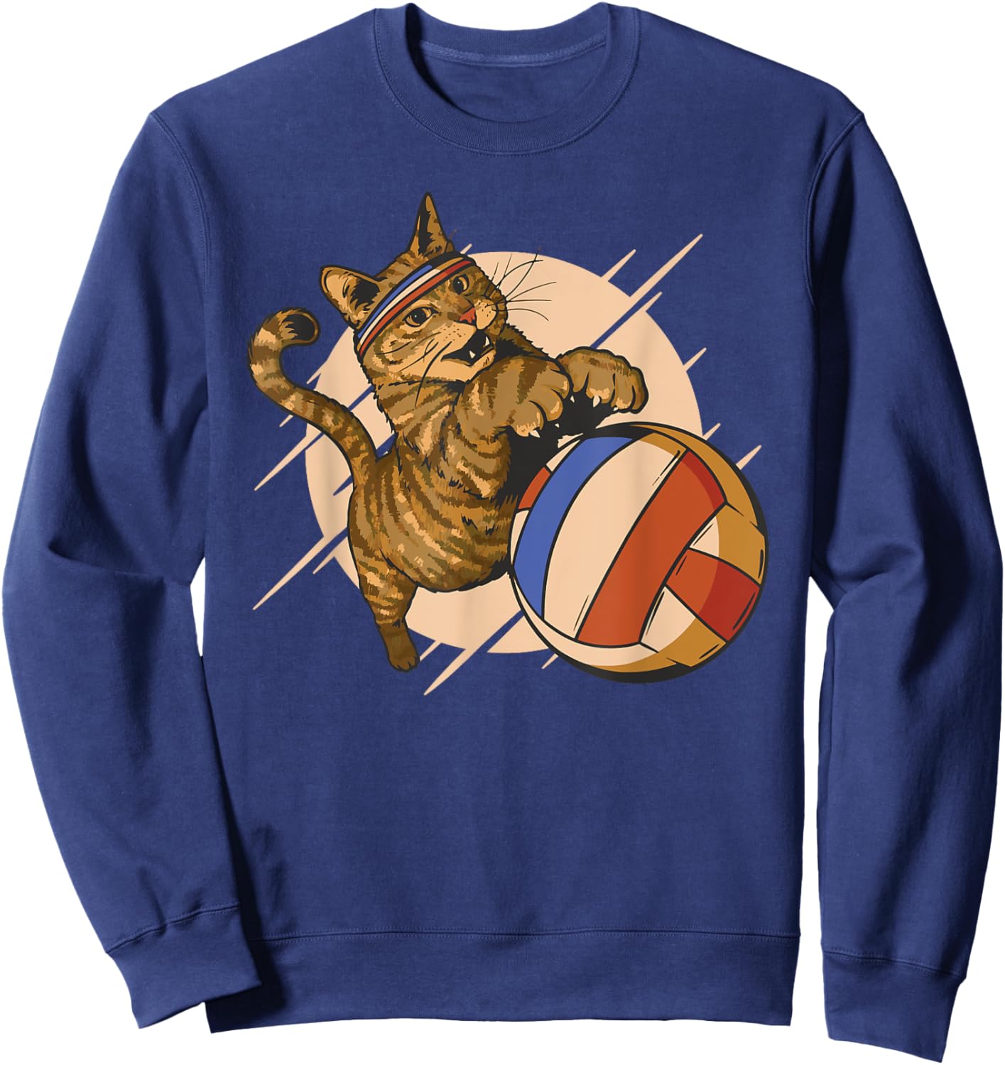 Funny cat plays volleyball women children Sweatshirt - Sweatshirt | Navy