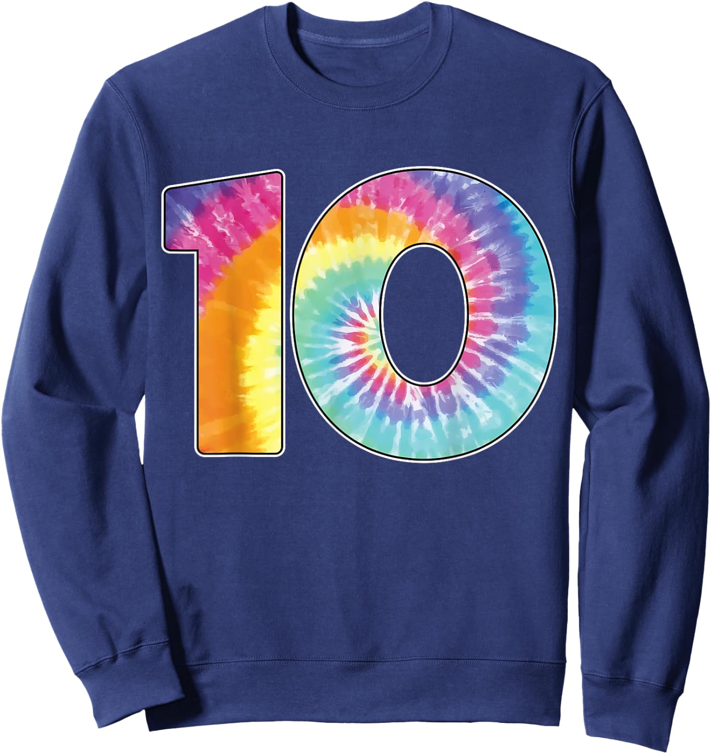 Number 10 Team Event Shirt or 10th Birthday Tie Dye Gift Sweatshirt - Sweatshirt | Navy