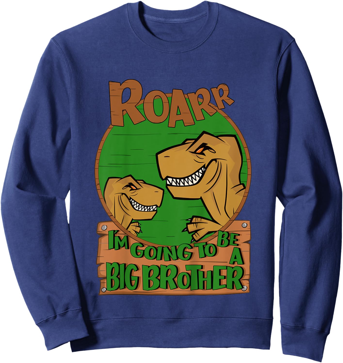 Kids Dinosaur I'm Gonna Be A Big Brother Announcement Baby Reveal Sweatshirt - Sweatshirt | Navy