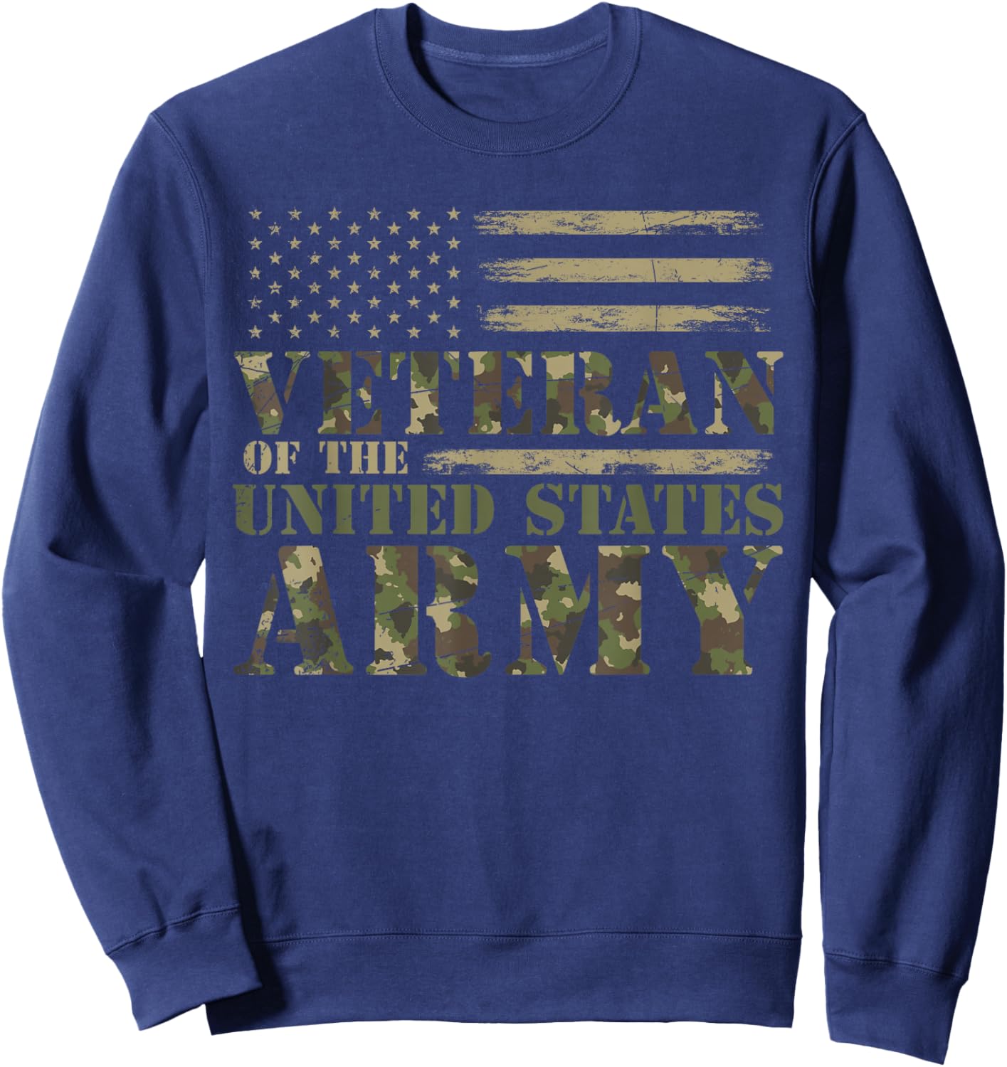 Proud Soldier United States Army USA Flag Camouflage Veteran Sweatshirt - Sweatshirt | Navy