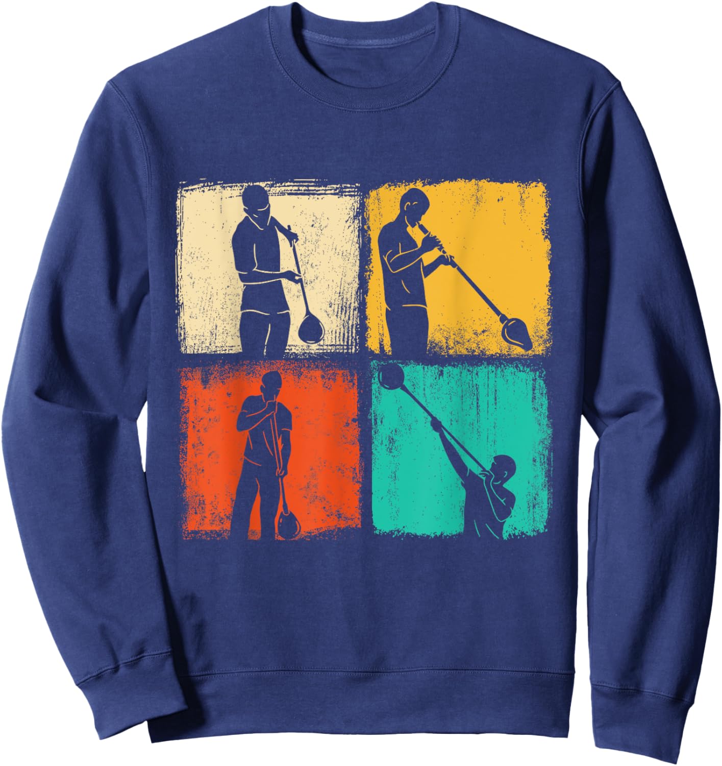Retro Square Glassblower - Glassblowing Hobbyist Sweatshirt - Sweatshirt | Navy