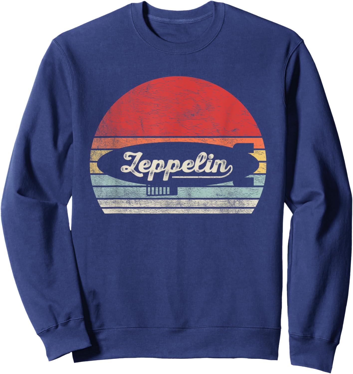 Zeppelin Airship Retro Sunset Stripes Sweatshirt - Sweatshirt | Navy