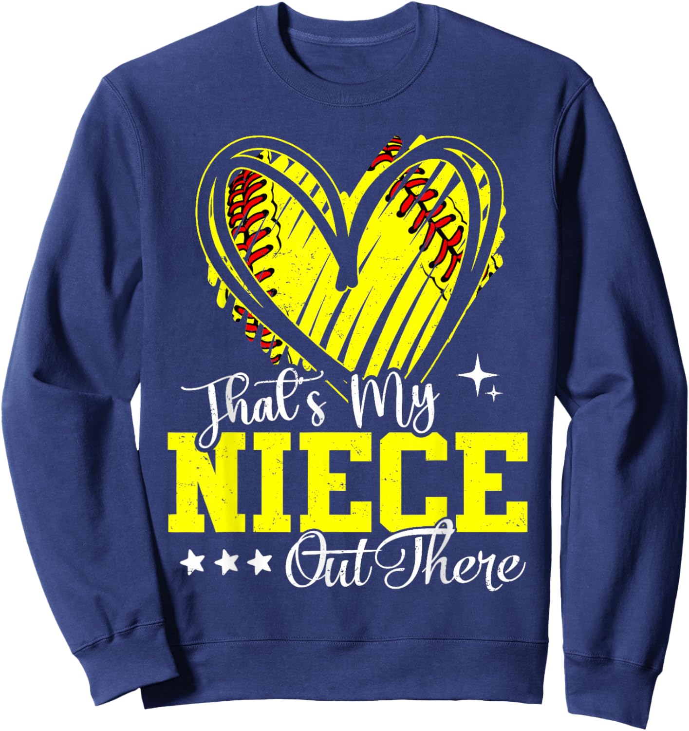 That's My Niece Out There Softball Heart Sweatshirt - Sweatshirt | Navy