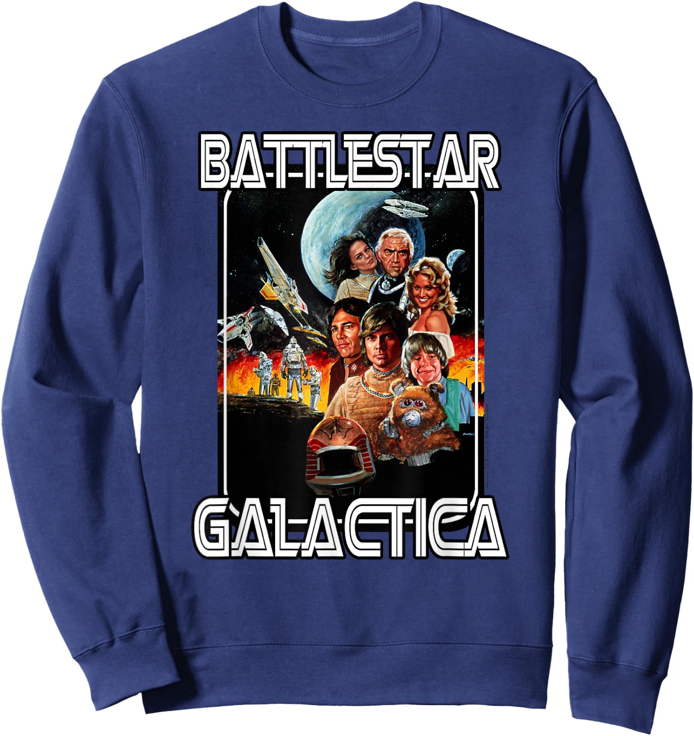 Battlestar Galactica Retro Poster Sweatshirt - Sweatshirt | Navy