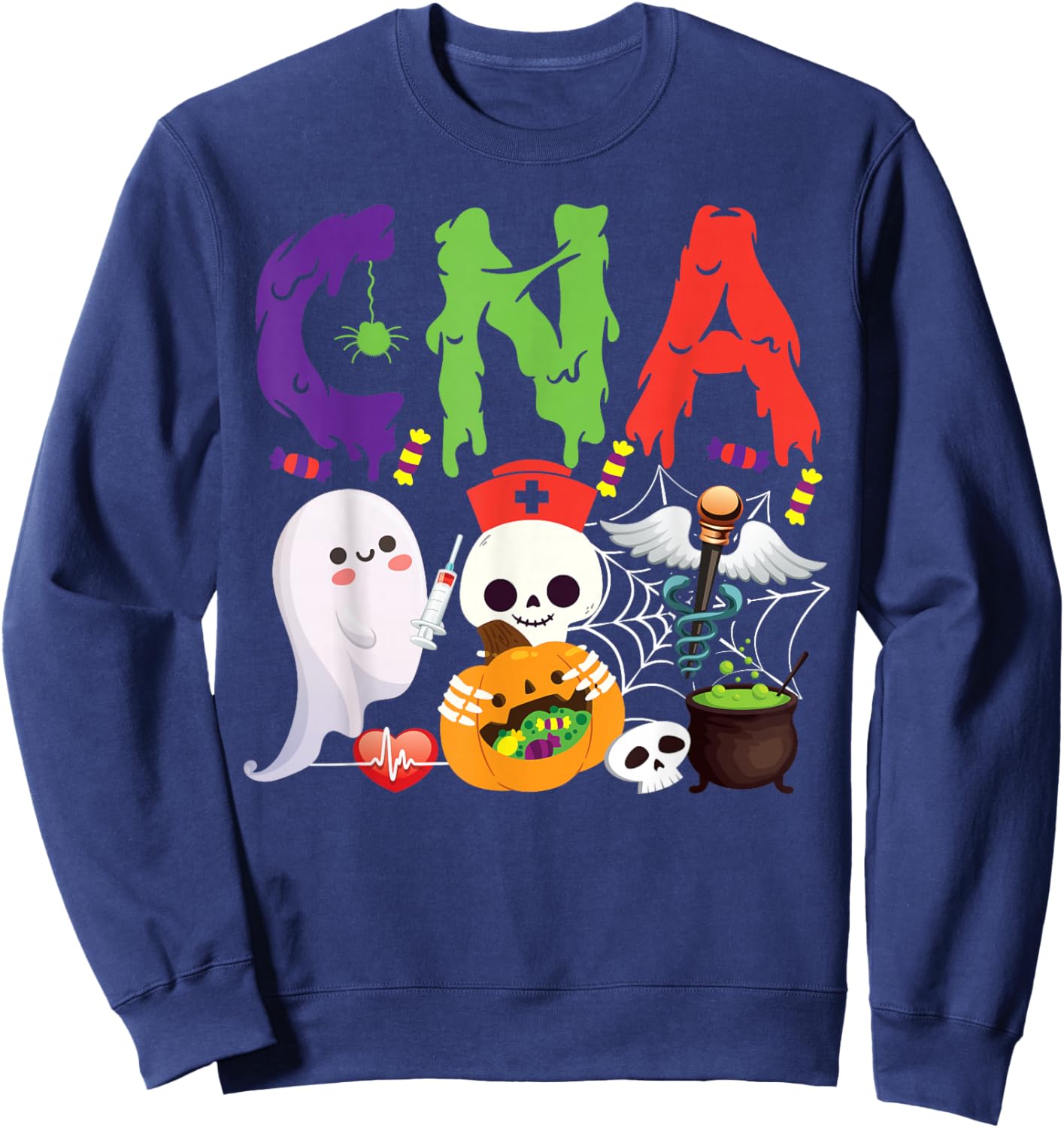 CNA Nurse Certified Nursing Assistant Halloween Cna Sweatshirt - Sweatshirt | Navy