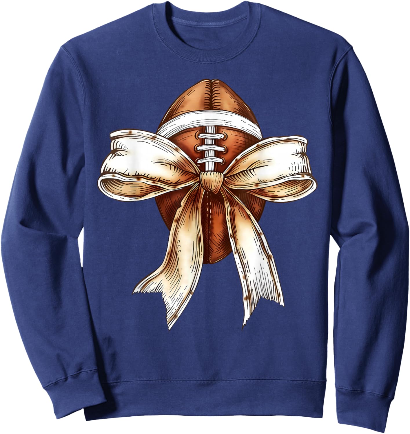 Coquette Bow Football Player American Football Season Funny Sweatshirt - Sweatshirt | Navy