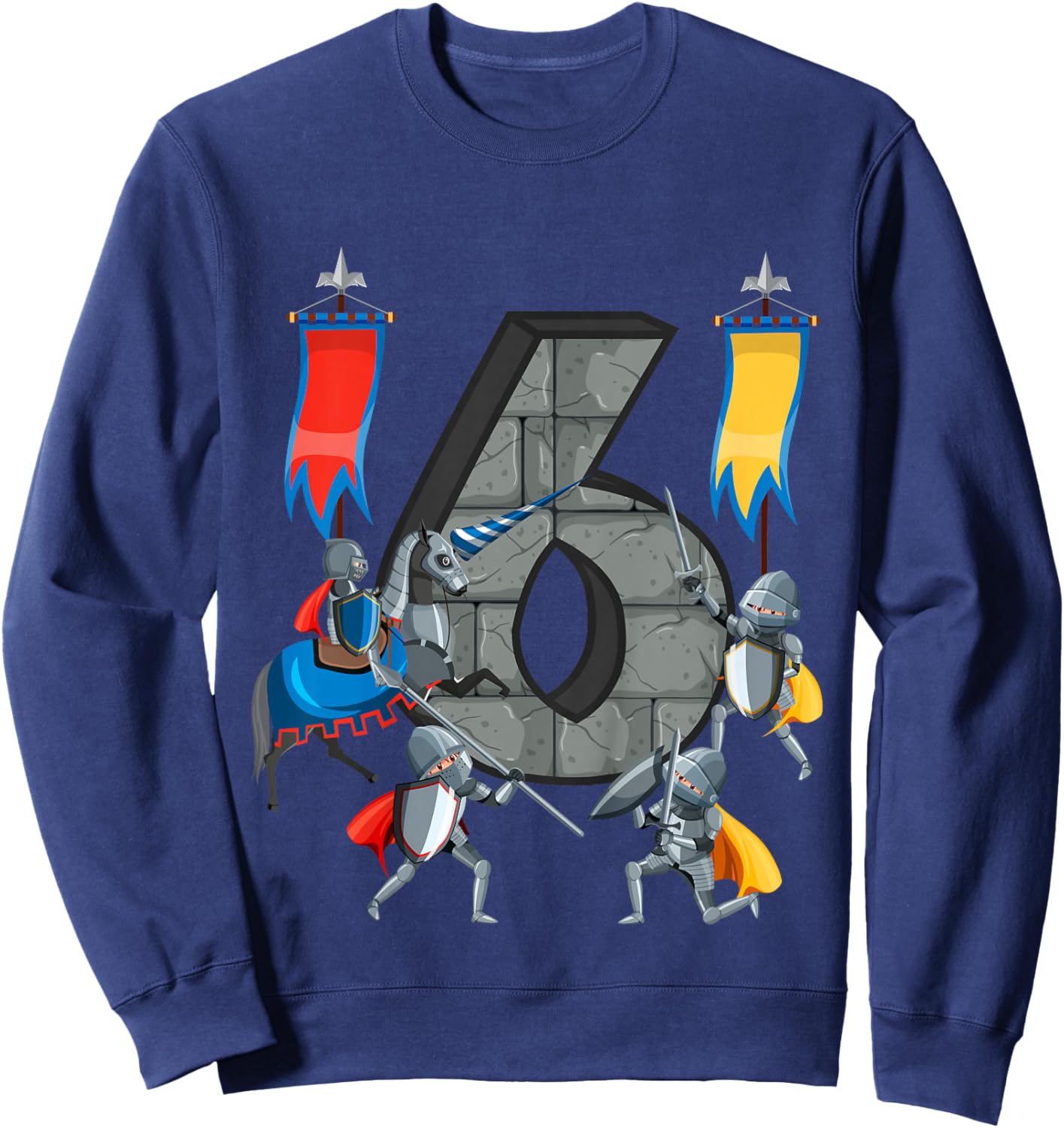 Medieval Knights Middle Ages History Castle 6th Birthday Sweatshirt - Sweatshirt | Navy