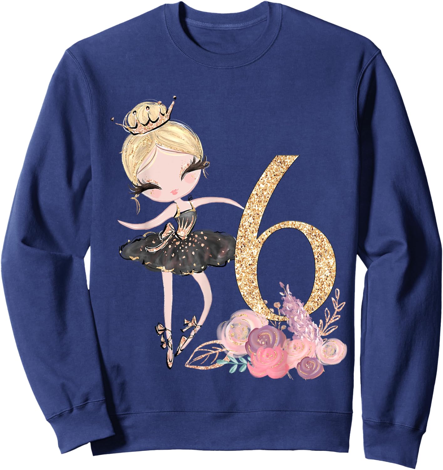 6th Birthday Party Ballerina Dance Ballet Tutu Girls Six Sweatshirt - Sweatshirt | Navy