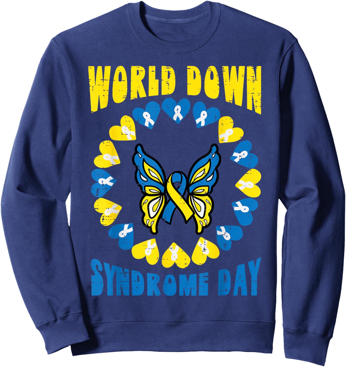 World Down Syndrome Day Butterfly Awareness Men Women Kids Sweatshirt - Sweatshirt | Navy