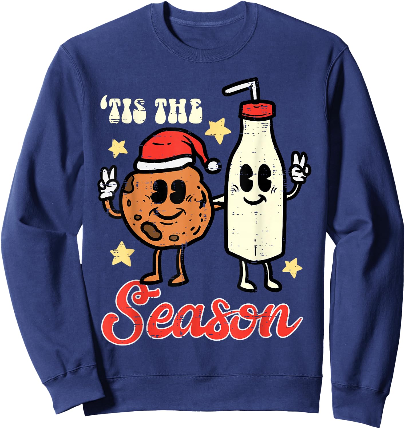 Tis The Season Cookie Milk Christmas Xmas Men Women Kids Sweatshirt - Sweatshirt | Navy